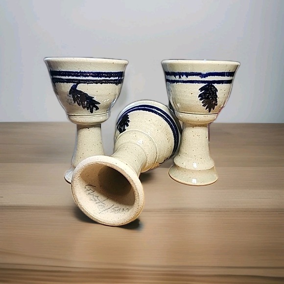 Other - Santa Rita Green Valley Artisans of Arizona Stoneware Goblets, set Of‎ 3.